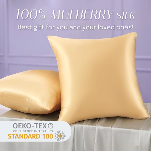Detalle de OLESILK Seiden-Kissenbezug (16 Momme) 80x80 cm mit Reißverschluss – Haar- und Hautpflege