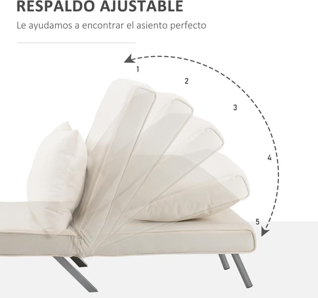 Thumbnail 3 de HOMCOM Sofá Cama 1 Plaza 2 en 1 crema