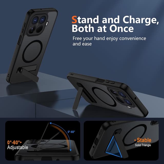 Detalle de Coque magnétique XTCASE pour Xiaomi 15T Pro compatible MagSafe avec béquille (noir, translucide mat)