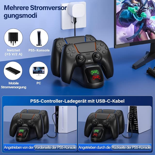 Detalle de PS5 Controller Ladestation für 2 Dualsense