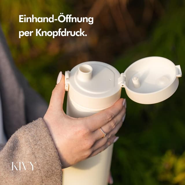 Detalle 2 de KIVY Tritan Trinkflasche 1 l – auslaufsicher, kohlensäuregeeignet & BPA-frei (für Sport, Schule & Büro)