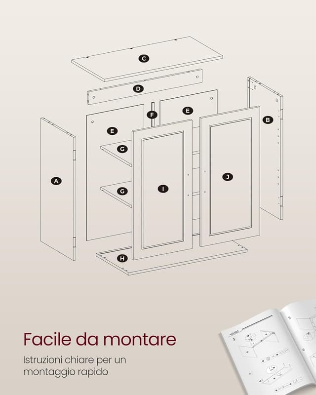 Thumbnail 6 de VASAGLE BBC321W01: armadietto pensile da bagno sospeso bianco nuvola 30 x 60 x 60 cm con ripiani regolabili