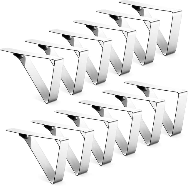 Detalle de Ponure 12-Pack Tablecloth Clips (Stainless Steel) for Picnic Tables, Weddings, and Buffets