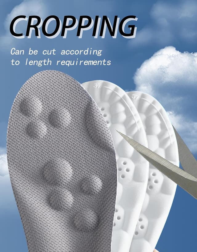 Thumbnail 6 de 2 Pair Memory Foam Insoles with Arch Support (Black & Orange) – Trainers, Sports Shoes & Work Boots Replacement Inserts