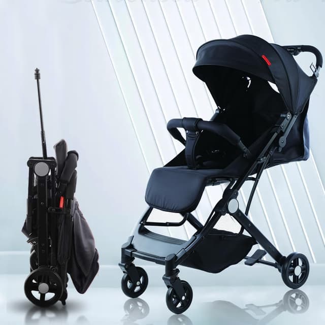 Detalle de BAKAJI Passeggino Easy ultra leggero pieghevole con chiusura facilitata e schienale reclinabile fino a 15 kg (nero)