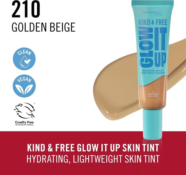 Thumbnail 1 de Rimmel Kind & Free Glow It Up Base Líquida Golden Beige 210