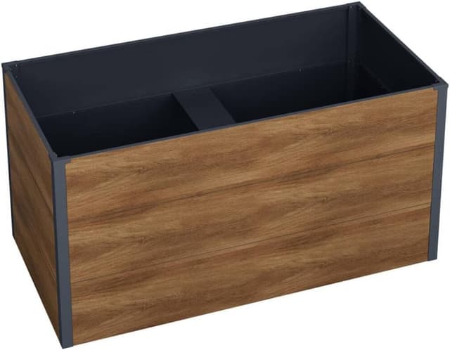Detalle de Metzler Hochbeet für den Garten (Stahl in Holzoptik & Anthrazit) – 150 x 75 x 77 cm