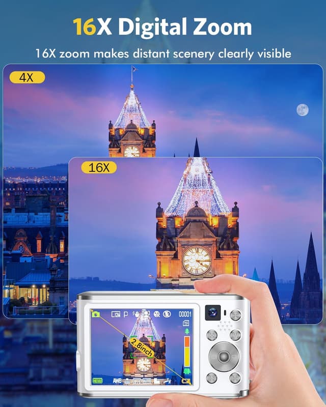 Detalle de YOODEE Digital Camera with AutoFocus 4K Vlogging, Dual Camera, 48MP and 32GB