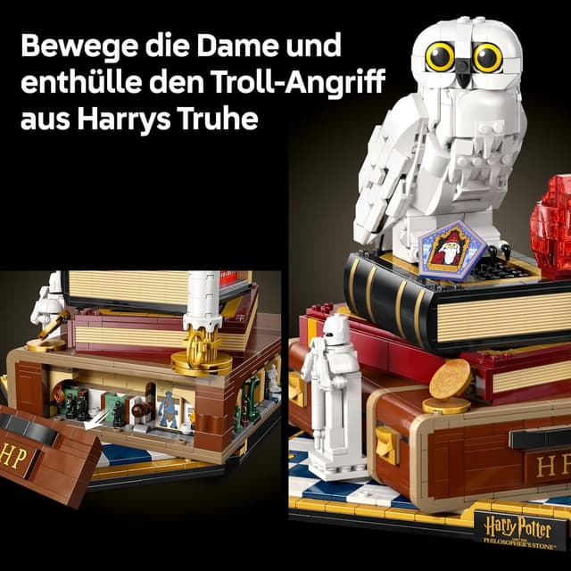 Detalle de LEGO Harry Potter 76466 „Der Stein der Weisen“ – Sammleredition mit Hedwig, 3 Minifiguren