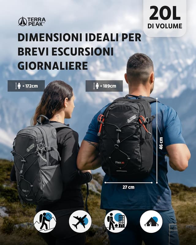 Detalle 2 de Terra Peak Zaino da trekking FLEX 20 Piccolo 20 litri impermeabile con ventilazione posteriore