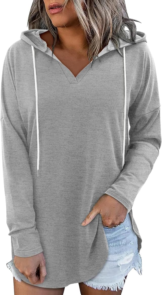 Detalle 2 de CHICZONE ladies oversized pullover hoodie top (V-neck, drawstring hood)