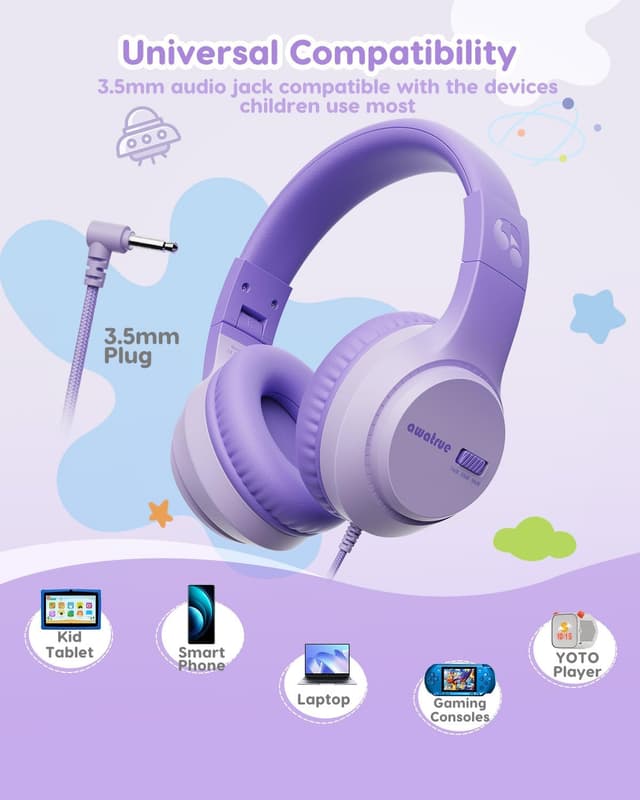 Thumbnail 5 de awatrue Kids Headphones 74db Wired