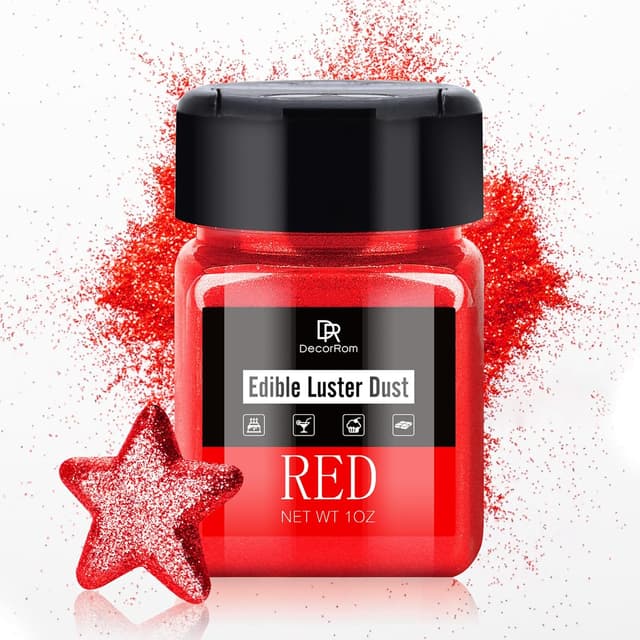 Detalle de Essbarer Glitzerstaub (Rot) – 30 g metallische Lebensmittelfarbe für Getränke, Kuchen & Deko