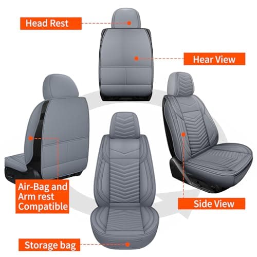 Thumbnail 7 de HChengkikz Style1 5-Piece Car Seat Covers, Grey