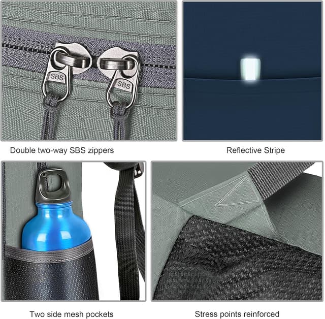 Detalle de Bekahizar Small Rucksack 15L Packable Backpack (Grey Green) – ultralight foldable daypack