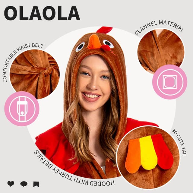 Thumbnail 1 de OLAOLA Plush Hooded Fleece Bathrobe 1pc
