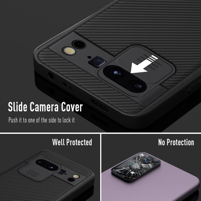 Detalle de XTCASE Coque pour Google Pixel 8 Pro avec protection caméra et étui arrière ultra mince – Noir