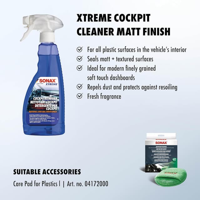 Detalle de SONAX Xtreme Cockpit Cleaner 500 ml – protects and seals matt plastic interior surfaces