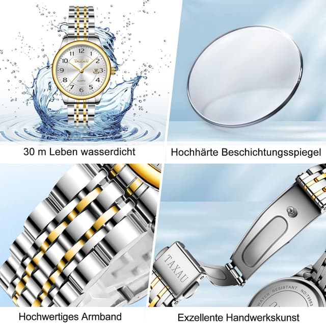 Detalle 2 de Taxau Uhren für Frauen Arabische Ziffern Kleines Zifferblatt Easy Read Damenuhren Einfacher Stil Datum Edelstahl wasserdichte Uhren für Frauen Reloj para Mujer
Taxau Uhren für Frauen Arabische Ziffern Kleines…