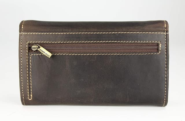 Detalle de Belli Vintage Leder Damen-Geldbörse lang mit vielen Kartenfächern, braun – 17,5 x 10 x 4 cm