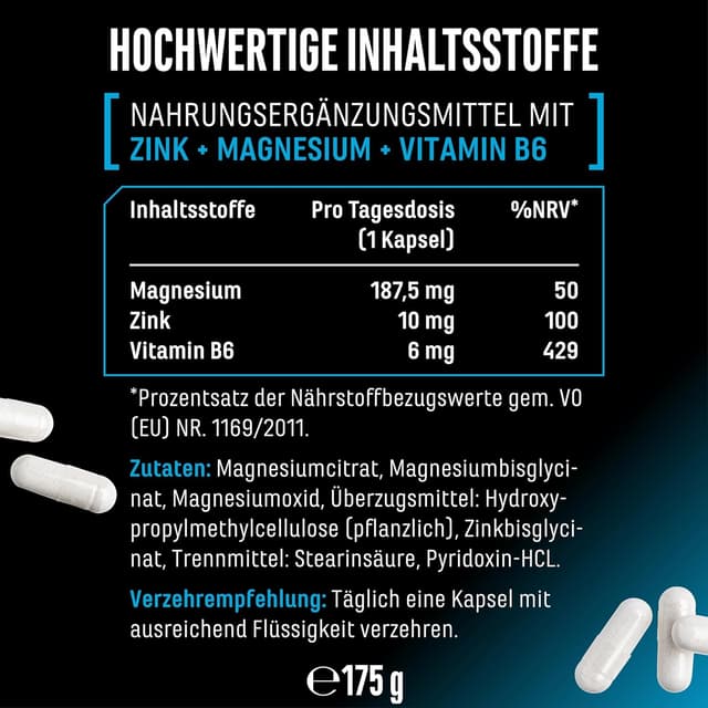 Detalle 2 de GEN German Elite Nutrition ZMA MAX – 180 Kapseln mit Zink, Magnesium & Vitamin B6