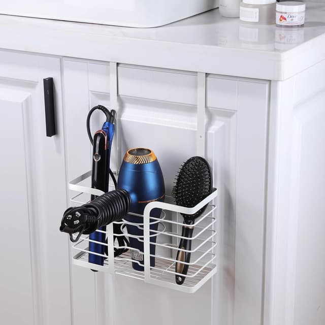 Detalle de YIGII Adjustable Height Hair Dryer Holder (3-Level Hook) for Cabinet Doors or Wall Mounting