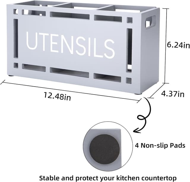 Thumbnail 3 de Karisky Utensilienhalter Küchentheke grau 3 Fächer