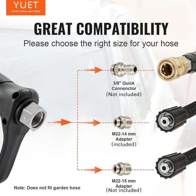 Detalle de YUET pressure washer gun 5 nozzle tips