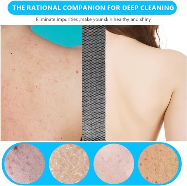 Detalle de LOPHE – Coffret de 2 gant/serviette exfoliante extra longue pour la douche (dos et corps) noir