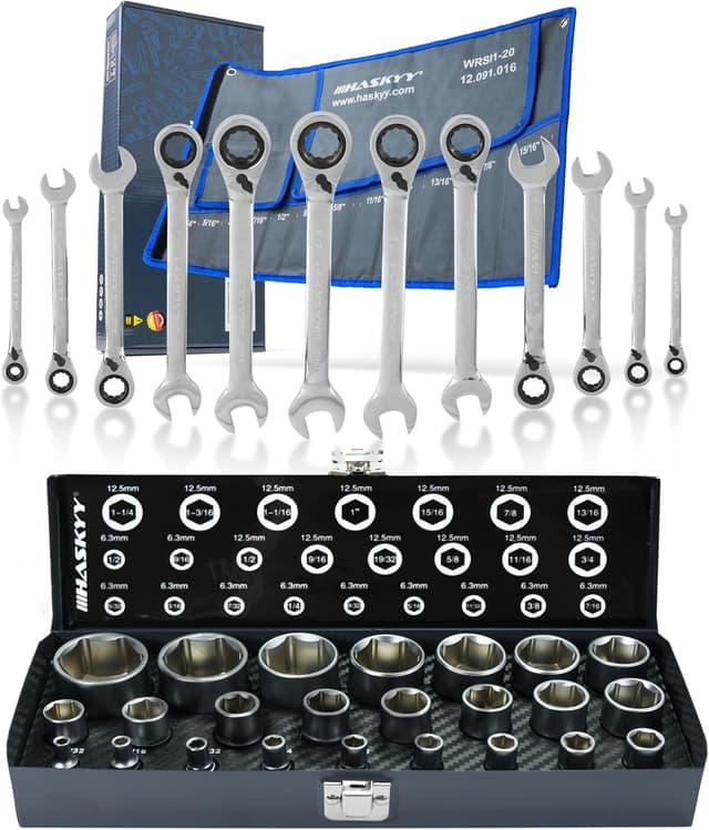 Detalle de HASKYY Juego de herramientas en pulgadas SAE
