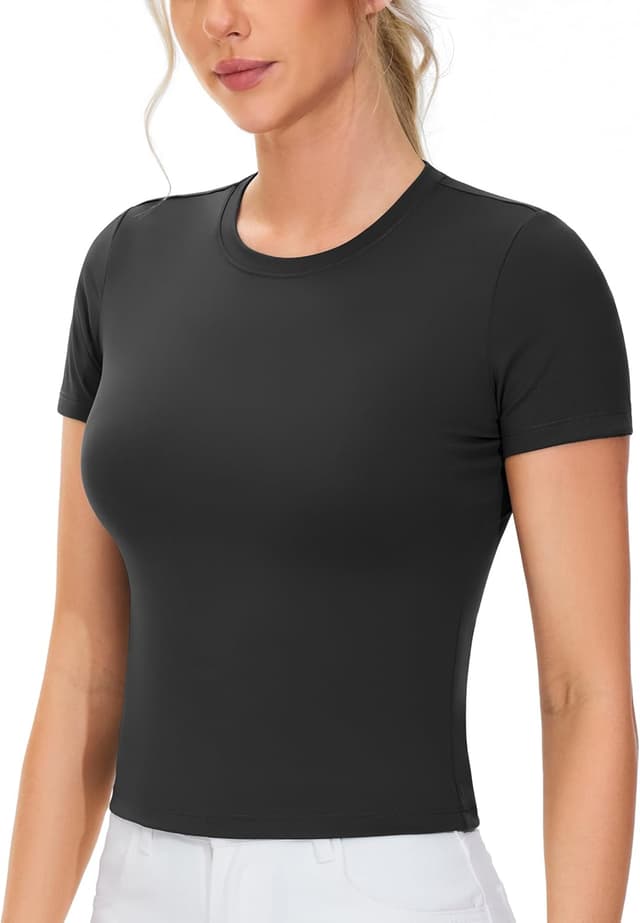 Detalle de THE GYM PEOPLE top da allenamento da donna slim fit traspirante