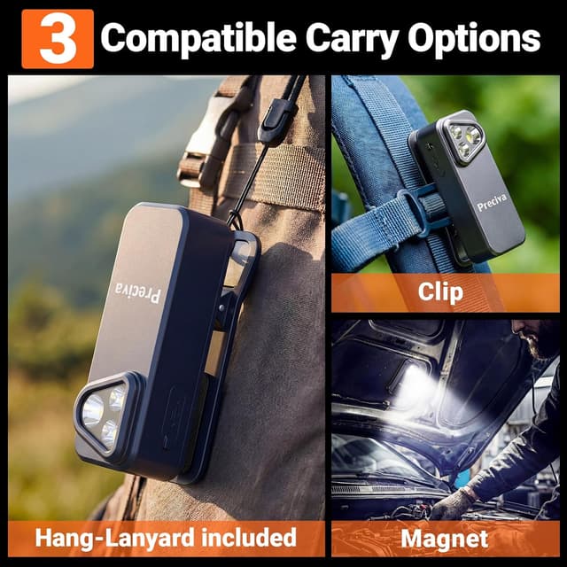 Detalle de Preciva Rechargeable EDC Torch (500 Lumens) with Spotlight, Floodlight & Red Warning Light