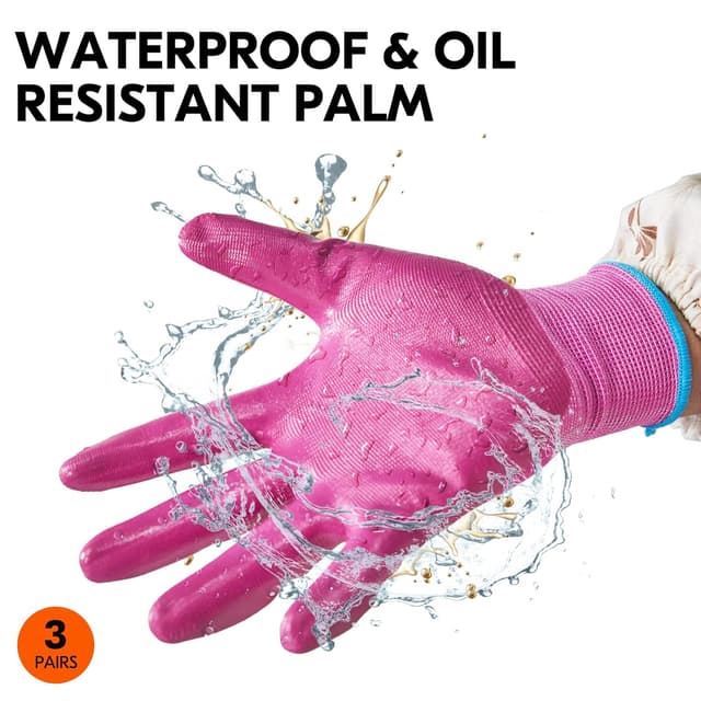 Detalle 2 de Vgo... NT2110, guanti da lavoro donna in nitrile (3 paia, taglia S, 3 colori)