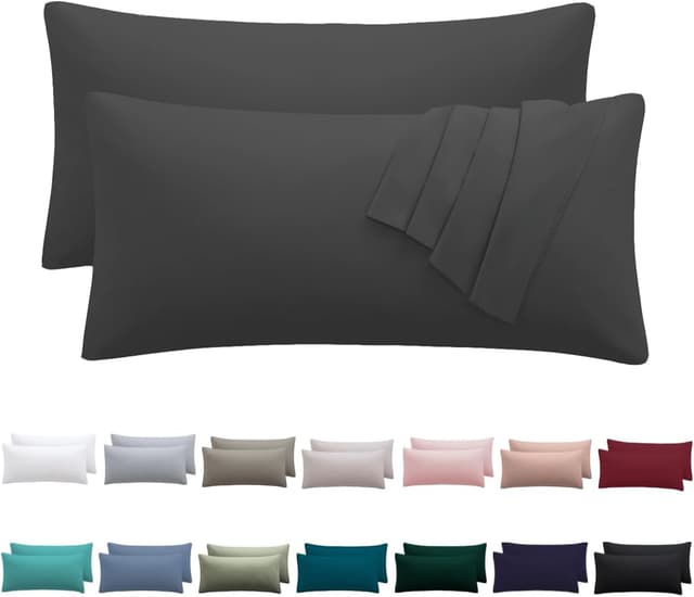 Detalle de Nesture Kissenbezug 40x70 Anthrazit 2er Set