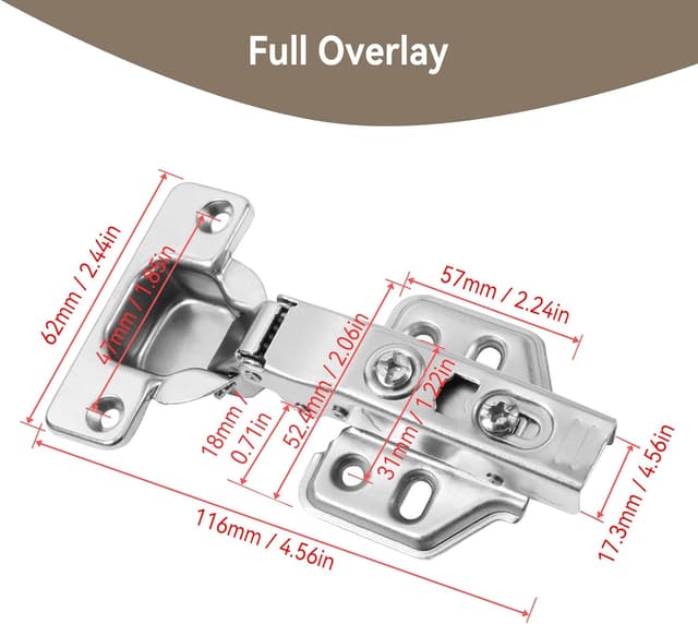 Thumbnail 6 de Vinabo 2Pcs cerniera per mobili 9 cm 🛠