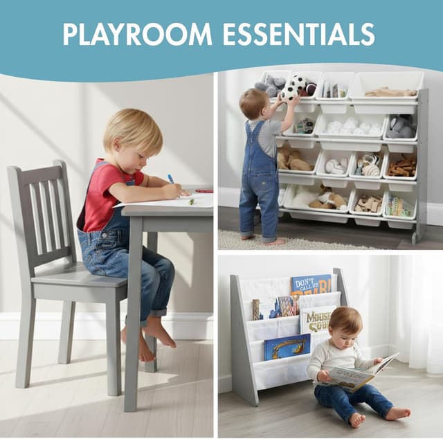 Thumbnail 6 de Humble Crew Set tavolo quadrato e 4 sedie in legno per bambini (bianco/grigio)