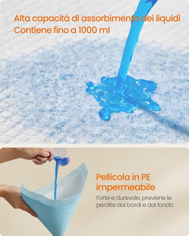 Thumbnail 2 de Feandrea PTD046W01 Tappeti assorbenti 60 x 45 cm 100 pezzi