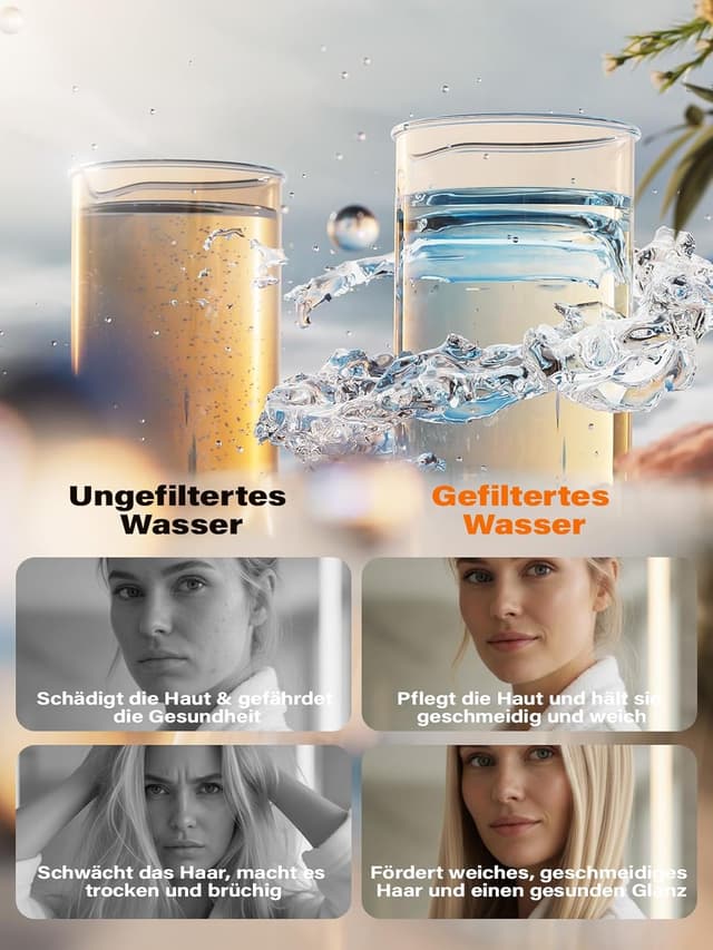 Detalle de Cobbe Duschkopf mit Filter (20 Schichten) & Hochdruck-Handbrause, 7 Strahlarten