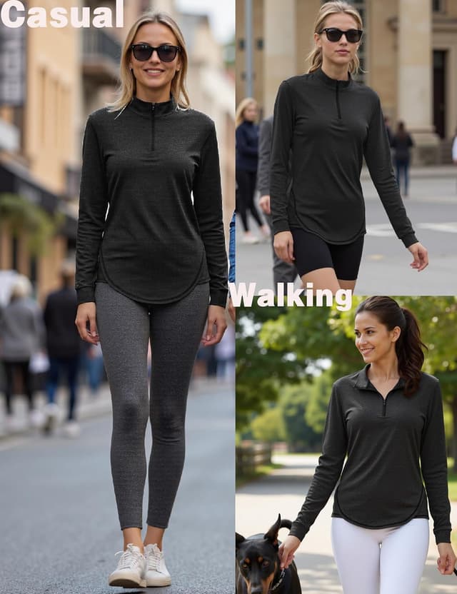 Detalle de Haut de running femme Terecey 1/4 zip manches longues : sweat léger respirant à séchage rapide