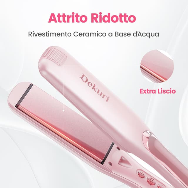 Detalle 2 de Dekuri piastra per capelli lunga 42 mm in ceramica, 120–230°C con scorrimento senza attrito