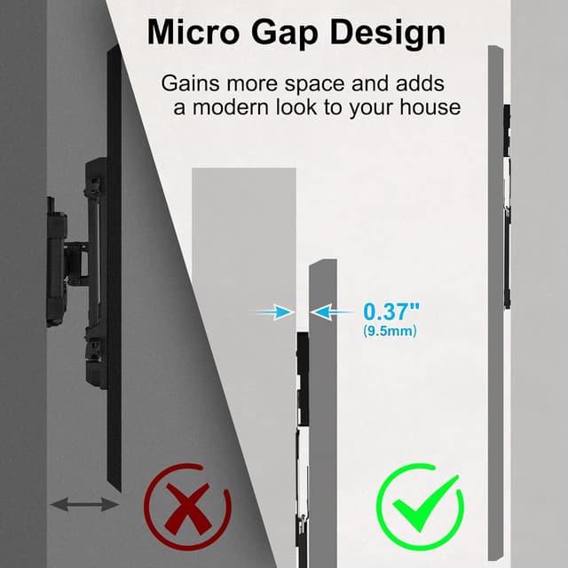 Detalle de Ultra Slim TV-Wandhalterung für 37–80 Zoll bis 75 kg – 0,95 cm Abstand zur Wand, max. VESA 600×400