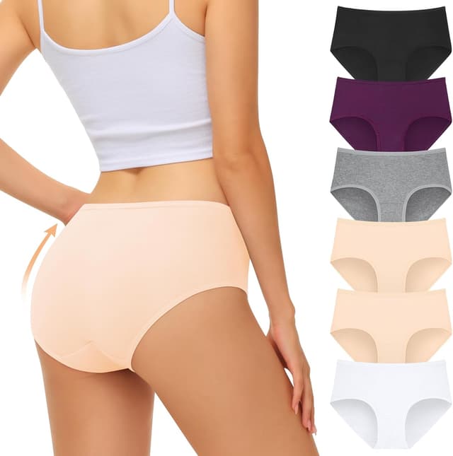 Thumbnail 6 de FALARY Damen Unterhosen im 6er-Pack aus Baumwolle (mittlere Taille) – atmungsaktive Slips mit Elasthan