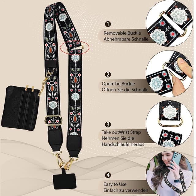 Detalle de Noverli Universal Handykette mit Tasche und verstellbarem Schulterriemen (abnehmbar)