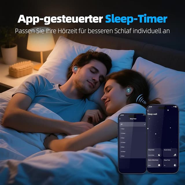 Detalle 2 de ZOVIMAX Bluetooth Schlafkopfhörer (Sleep Earbuds) mit White Noise, 6 EQ & 40 Std. kabellos