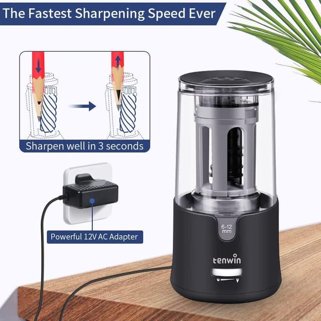 Thumbnail 4 de Electric Pencil Sharpener 6–12mm, Auto Stop ✏