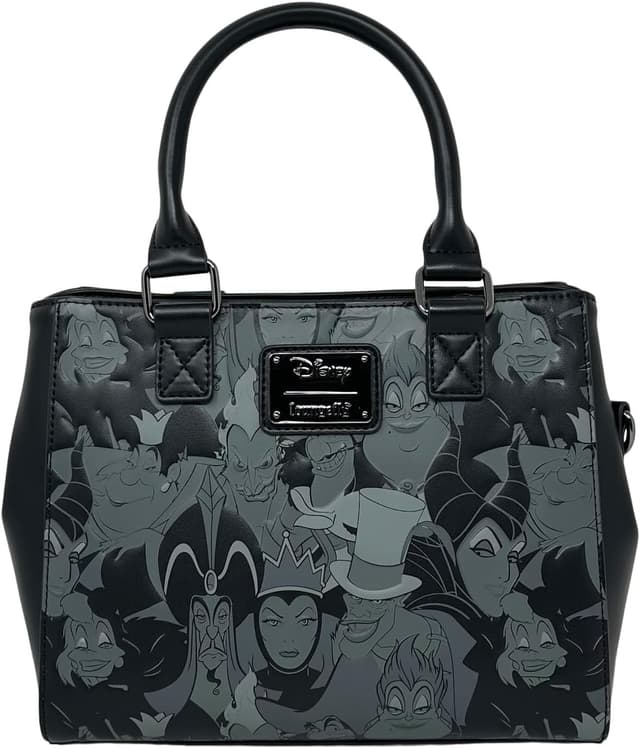 Detalle de Loungefly Disney Villains sac main à bandoulière en cuir synthétique, noir (Medium)
