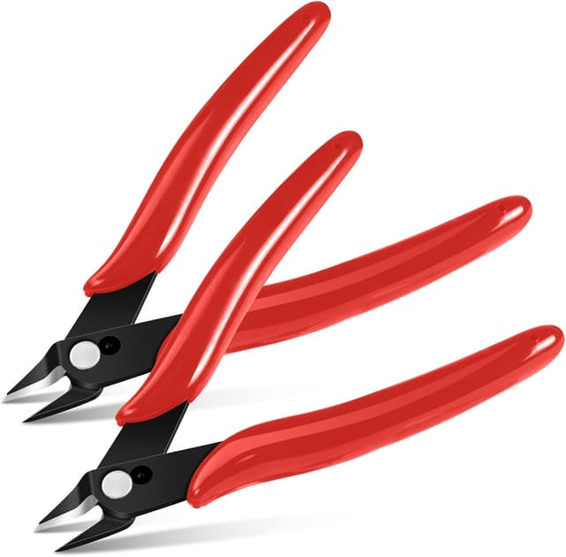 Detalle de Ainiv 2PCS Micro Wire Cutter Set with Spring-Loaded Flush Cutters (CRV Steel) – Red