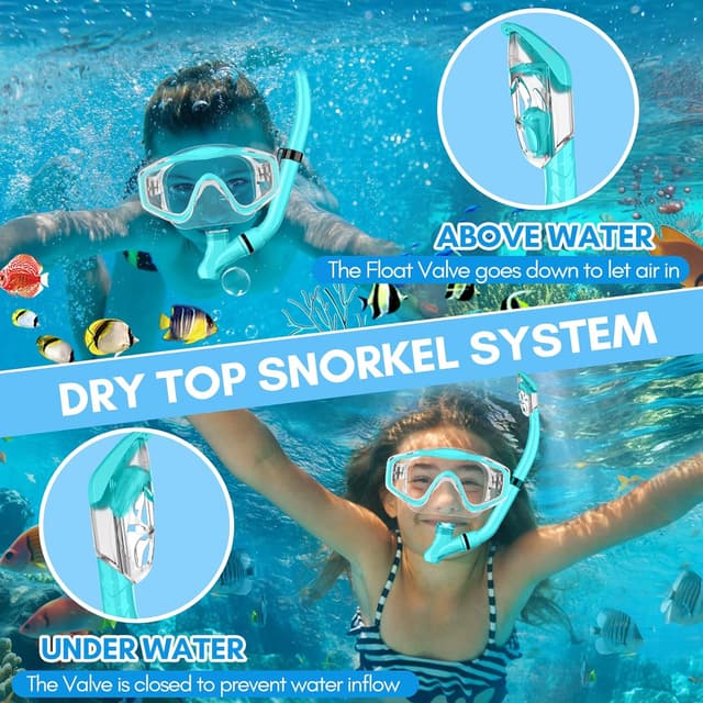 Thumbnail 1 de HiiPeak Kids Snorkel Set Dry Top Mask