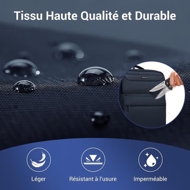 Detalle de British Traveller Valise cabine souple 57,5×37,5×25,5 cm – 40,6 L, 4 roues 360° TSA, marine