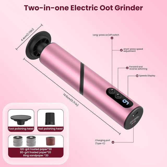 Detalle de PKBD 2 in 1 Electric Foot File 1800 mAh 🦶